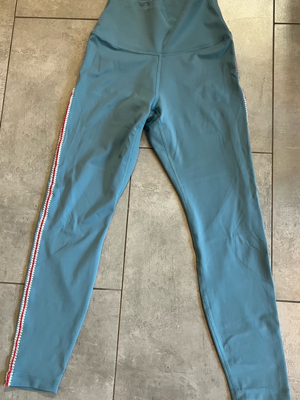 Womens Teal Side-Stripe Leggings